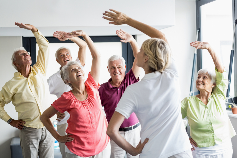 Exercising at a senior community